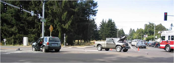 Accident scene, Community Service Officers assist with traffic